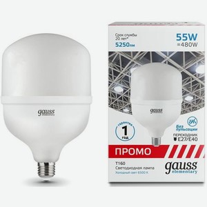 Лампа LED GAUSS E27/E40, цилиндр, 55Вт, 60436, одна шт.
