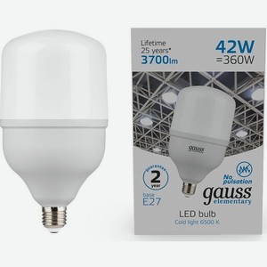 Лампа LED GAUSS E27, цилиндр, 42Вт, T120, одна шт. [63234]