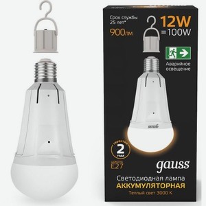 Лампа LED GAUSS E27, груша, 12Вт, 102002112, одна шт.