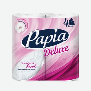 Туалетная бумага Papia Deluxe 4-слойная, 4 рулона Россия