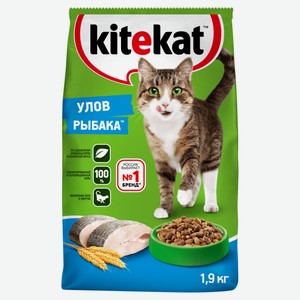 Сухой корм для кошек Kitekat Улов рыбака, 1,9 кг