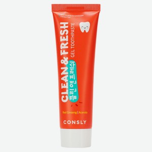 Зубная паста CONSLY Clean&Fresh гелевая с экстрактами красного женьшеня и ацеролы, 105 мл