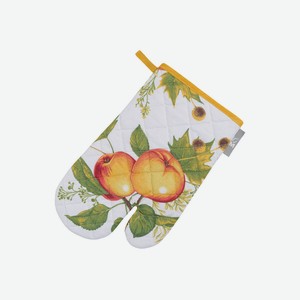 Варежка-прихватка Guten Morgen стеганая рогожка яблоки, 18 x 30см