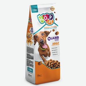 Hop Life сухой корм для взрослых собак, с ягненком (15 кг)