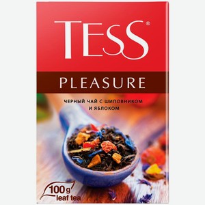 Чай Tess Pleasure чёрный с шиповником и яблоком листовой, 100г