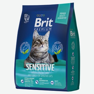 Сухой корм для кошек с чувствительным пищеварением Brit Premium Cat Sensitive ягненок, 800 г