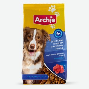 Сухой корм Archie для взрослых собак с говядиной 10кг (ТЧН!)