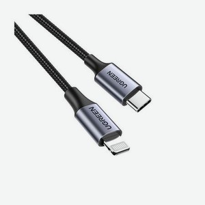 Кабель UGREEN US304 (60761) USB-C to Lightning M/M Cable Aluminum Shell Braided. 2 м. черный