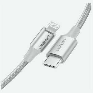 Кабель UGREEN US304 (70523) USB-C to Lightning M/M Cable Aluminum Shell Braided. 1 м. серебристый