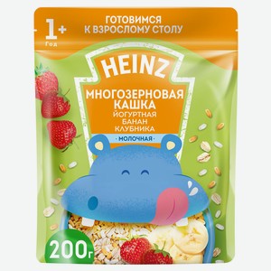 Каша молочная Heinz Многозерновая йогуртная с бананом и клубникой с 12 мес., 200 г