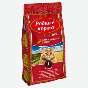 Сухой корм для взрослых кошек «Родные корма» с телятиной, 409 г