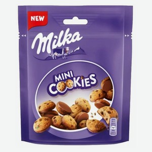 Печенье Milka Mini cookies с кусочками шоколада покрытое молочным шоколадом, 100 г