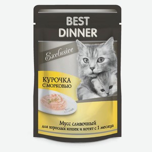 Корм для котят Best Dinner Exclusive Мусс сливочный Курочка с морковью с 1 месяца, 85 г