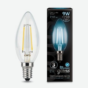 Лампа Gauss LED Filament Свеча E14 9W 710lm 4100К 1/10/50