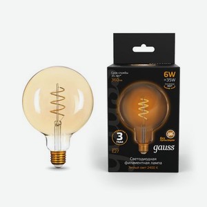 Лампа Gauss LED Filament G120 Flexible E27 6W Golden 360lm 2400К 1/20