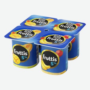 Йогуртный продукт Fruttis дыня-манго банан-клубника 5% БЗМЖ 115 г