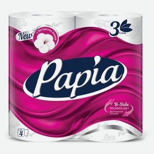 Туалетная бумага Papia Мягкая как хлопок 3 слоя 4 рулона