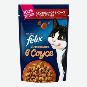 Влажный корм Felix с говядиной в соусе повседневный для взрослых кошек 75 г