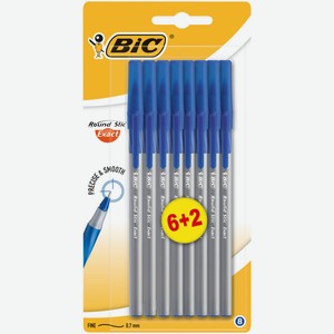 Ручка round stic exact синяя 6+2шт