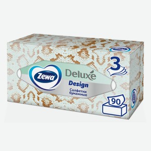 Салфетки бумажные в коробке Zewa Deluxe Дизайн, 3 слоя, 90 шт