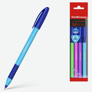 Ручка шариковая ErichKrause U-109 Neon Stick&Grip 1.0 синяя, 4 шт