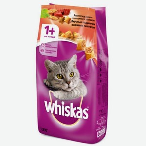 Сухой корм Whiskas с говядиной и кроликом Вкусные подушечки для кошек 1,9 кг