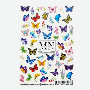 MIW NAILS Слайдеры наклейки для ногтей маникюра на любой фон бабочки цветы