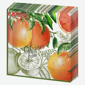 Салфетки бумажные 3-слойные Gratias Грейпфрут, 20 шт