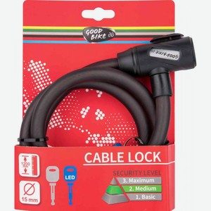 Велозамок кабельный Good Bike Cable lock черный 15 мм, 1200 мм