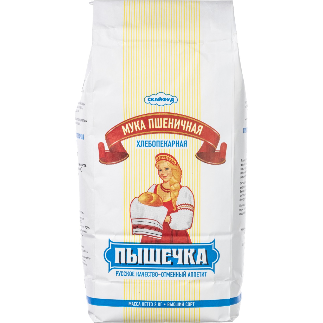 Мука Пышечка, пшеничная, хлебопекарная, высший сорт, 2 кг