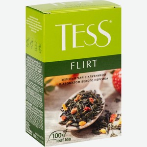 Чай зелёный Tess Flirt с клубникой и ароматом белого персика, 100 г