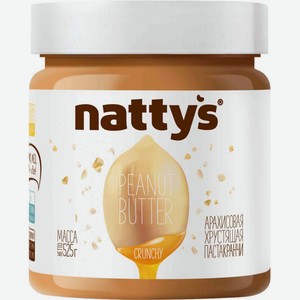 Паста арахисовая Nattys Crunchy хрустящая с кусочками арахиса и мёдом, 525 г