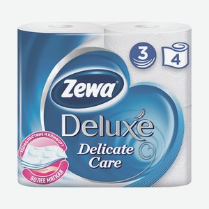 Туалетная бумага Zewa Deluxe Delicate Care трехслойная, 4 рулона