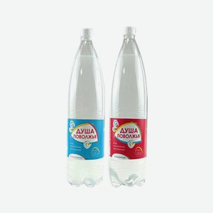 Вода Душа Поволжья, газированная, негазированная, пластиковая бутылка, 1,5 л