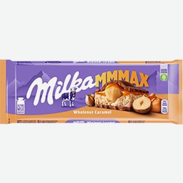 Шоколад Милка Mmmax, С Молочной И Карамельной Начинками И Обжаренным Цельным Фундуком, 300 Г