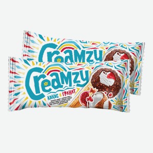 Мороженое Пломбир Creamzy С кокосом и гранатовым топпингом ГОСТ, 12%, 70 гр