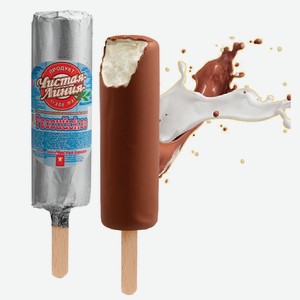 Мороженое Эскимо Российское Пломбир в шоколадной глазури; Чистая Линия, 80 гр