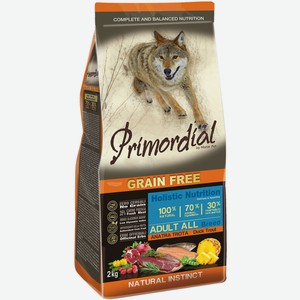 Primordial сухой корм для взрослых собак всех пород, форель и утка (2 кг)