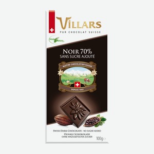 Шоколад Villars горький без сахара, 100г Швейцария