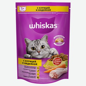 Сухой корм для кошек Whiskas сухой с курицей и индейкой для взрослых пород, 350 г