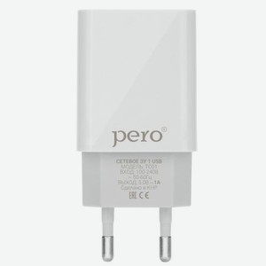 Сетевое зарядное устройство PERO TC01 1USB 1A белый