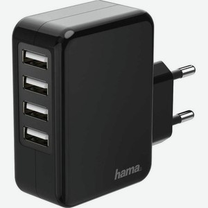 Сетевое зарядное устройство Hama H-173676 1.2A+1.2A+1.2A+1.2A черный (00173676)