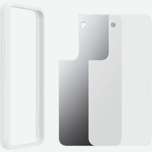 Чехол (клип-кейс) Samsung Frame Cover, для Samsung Galaxy S22, белый/прозрачный [ef-ms901cwegru]