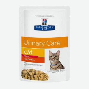 Корм для кошек HILLS 85г Prescription Diet c/d Urinary Stress для МКБ и при стресссе с курицей пауч