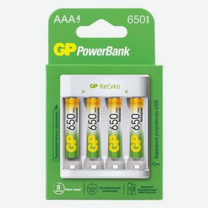 Аккумуляторная батарейка + Зарядное устройство GP PowerBank GP E41165AAAHC-2CRB4, 4 шт. 650мAч