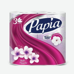 Туалетная бумага <Papia> Балтийский цветок 3 слоя 4 рулона Россия