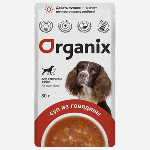 Organix паучи консервированный корм (суп) для взрослых собак Organix, с говядиной, овощами и рисом (80 г)