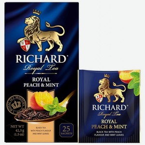 Чай Richard Royal Peach & Mint черный, ароматизированный, 25шт/уп