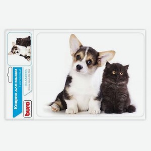 Коврик Buro для мыши BU-M40095 рисунок/котенок и щенок