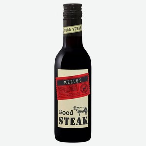 Вино Good Steak Merlot красное сухое Россия, 0,187 л